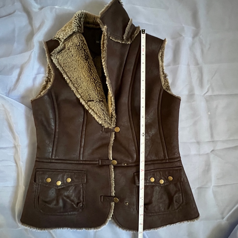 Faux leather and fur vest